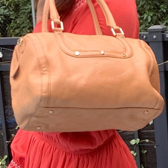 TORY BURCH AMANDA MIDDY CAMEL LOGO  HANDBAG - Picture 2 of 7